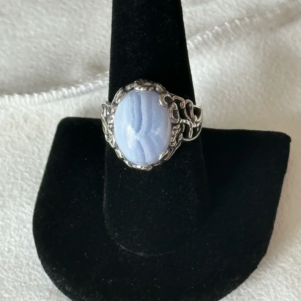 92.5 Blue Lace Agate Ring - Picture 2 of 11